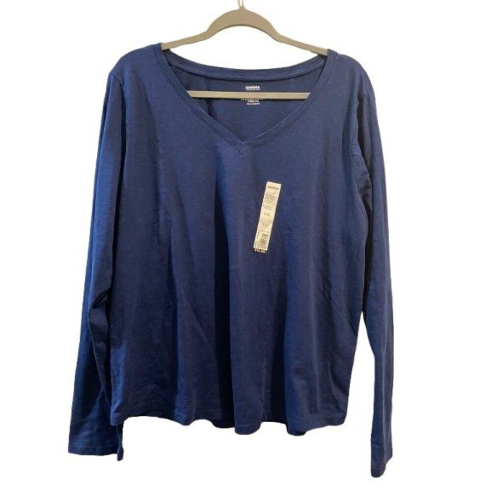 Women's XXL Everyday Tee Long Sleeve V-neck Sonoma Navy T-Shirt Pull-over